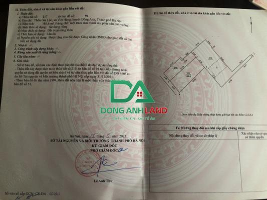 Bán 186.5m2 đất Gia Lộc Việt Hùng gần trung tâm Đông Anh nhiều tiện ích