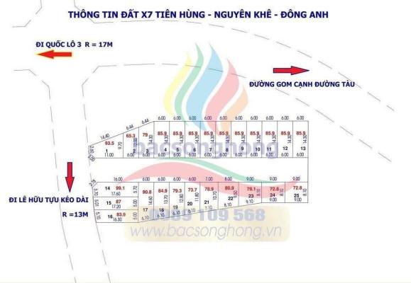 Bán 85,9m đất đấu giá X7 Nguyên Khê Đông Anh đường 6m, vỉa hè rộng