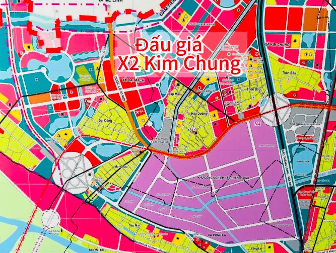 Sơ đồ và vị trí khu đất đấu giá X2 Kim Chung Đông Anh, Hà Nội