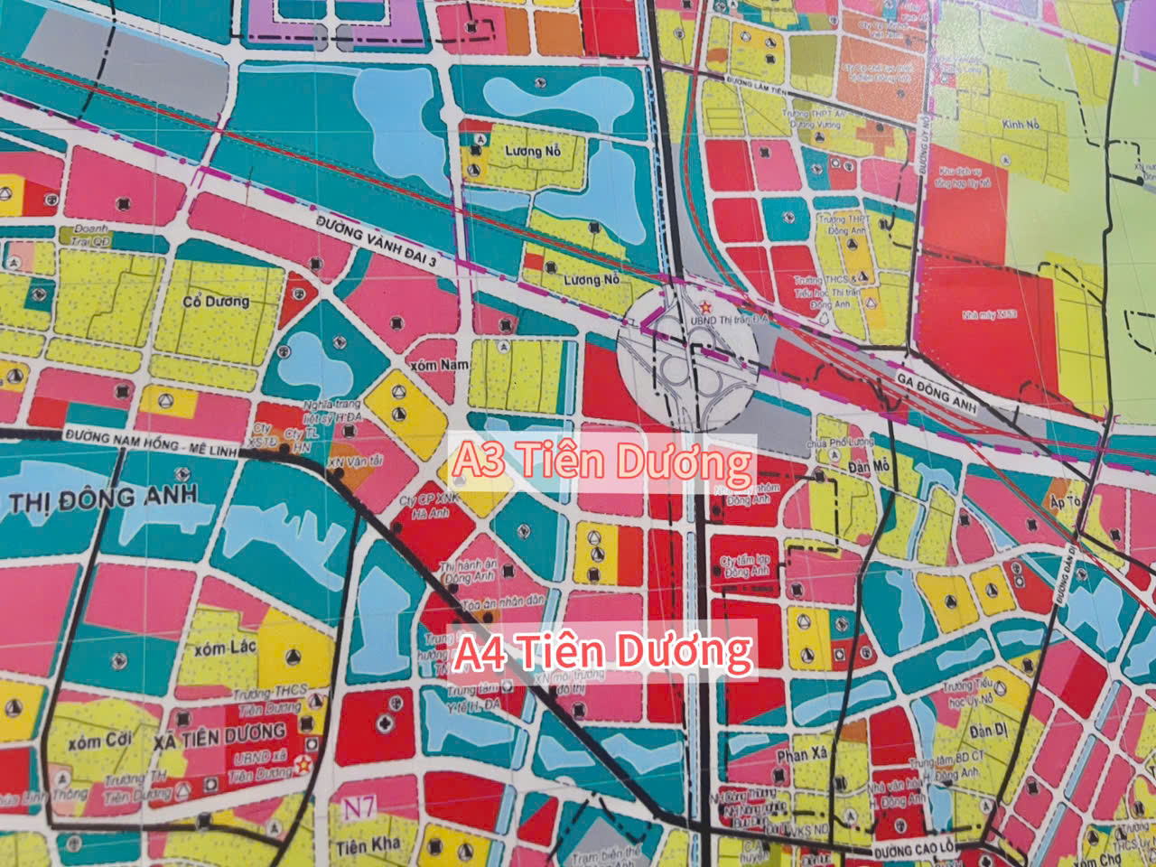 Sơ đồ và vị trí khu đất đấu giá A3, A4 Tiên Dương Đông Anh 